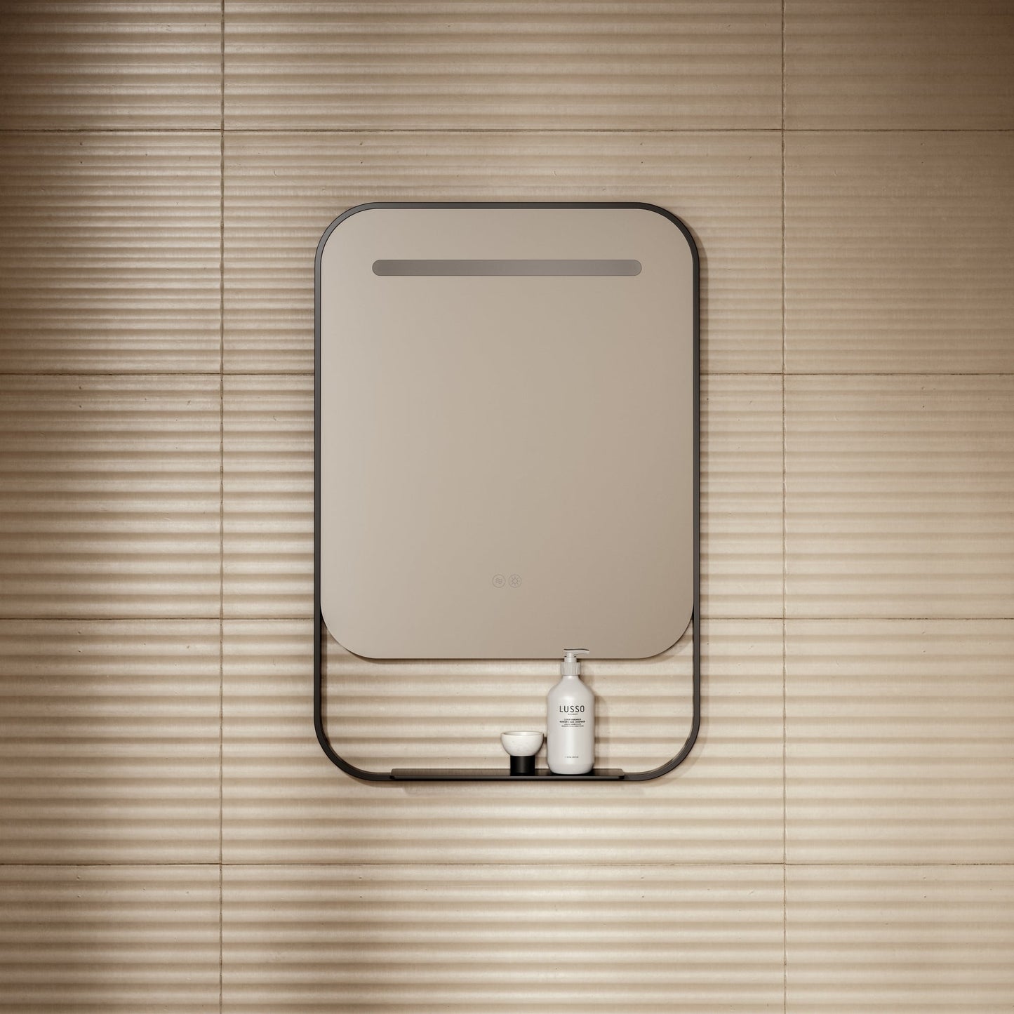 Vario Matte Black Mirror With Natural White LED light and Demister 600mm