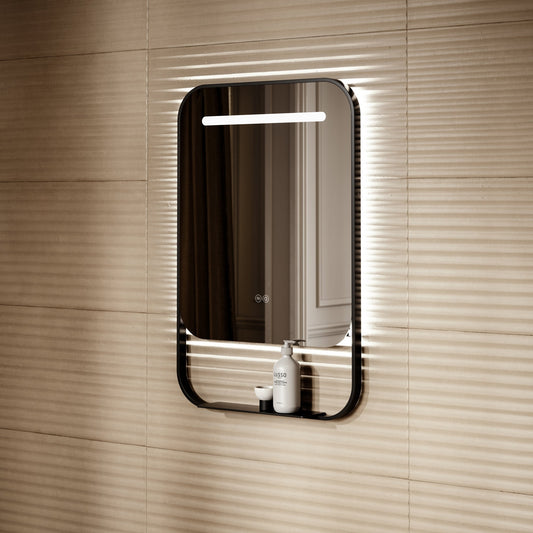 Vario Matte Black Mirror With Natural White LED light and Demister 600mm