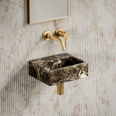 Vasel Dark Emperador Marble Wall Hung Basin 300mm