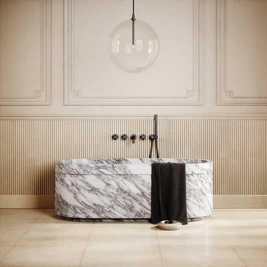Vaso Arabescato Marble Freestanding Bath 1500mm