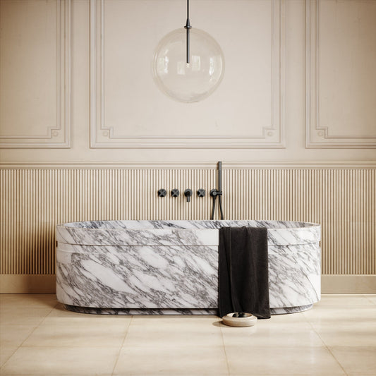 Vaso Arabescato Marble Freestanding Bath 1780mm