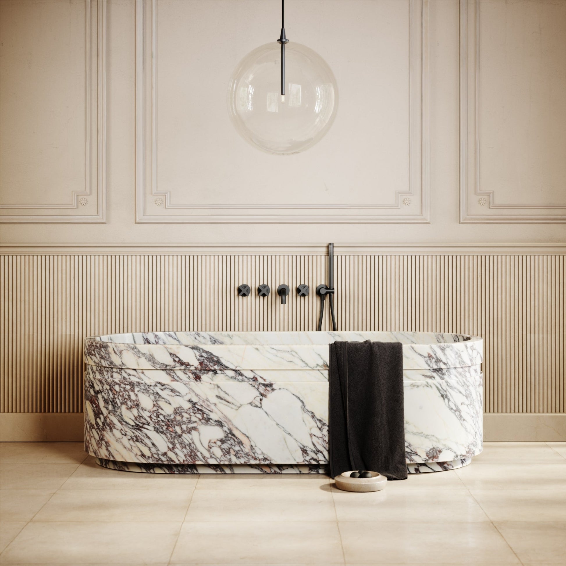 Vaso Calacatta Viola Marble Freestanding Bath 1780mm