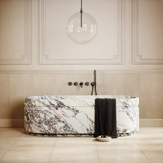 Vaso Calacatta Viola Marble Freestanding Bath 1780mm