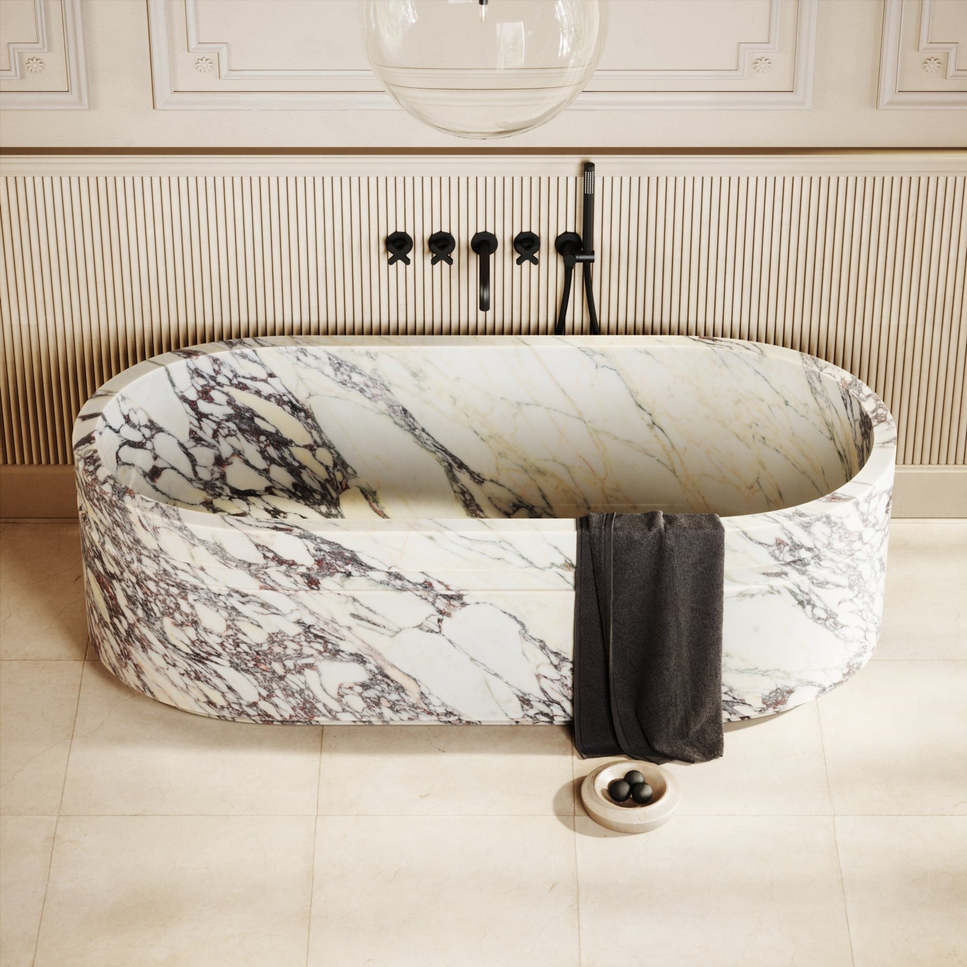 Vaso Calacatta Viola Marble Freestanding Bath 1780mm