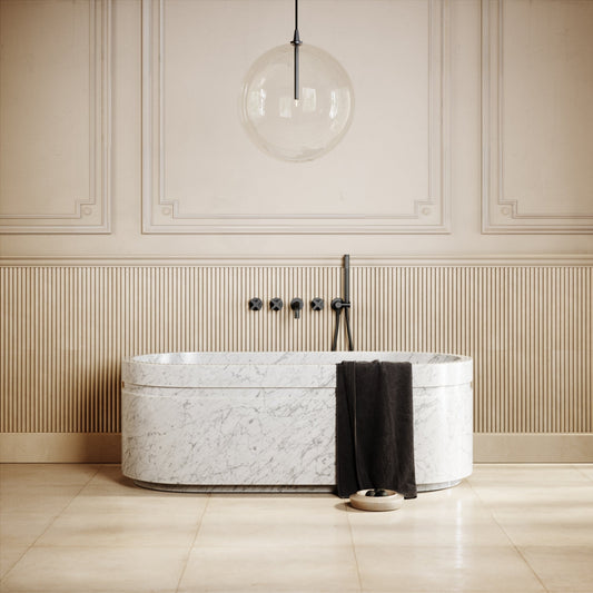 Vaso Carrara Marble Freestanding Bath 1500mm