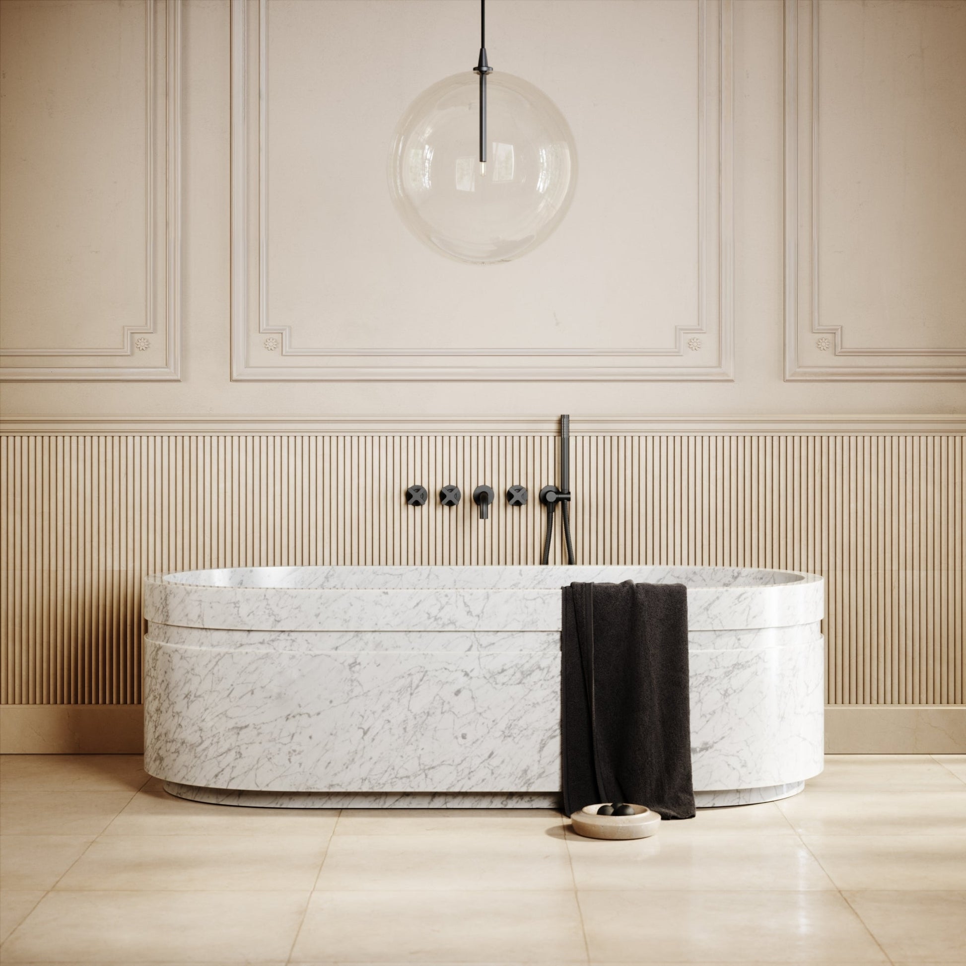 Vaso Carrara Marble Freestanding Bath 1780mm