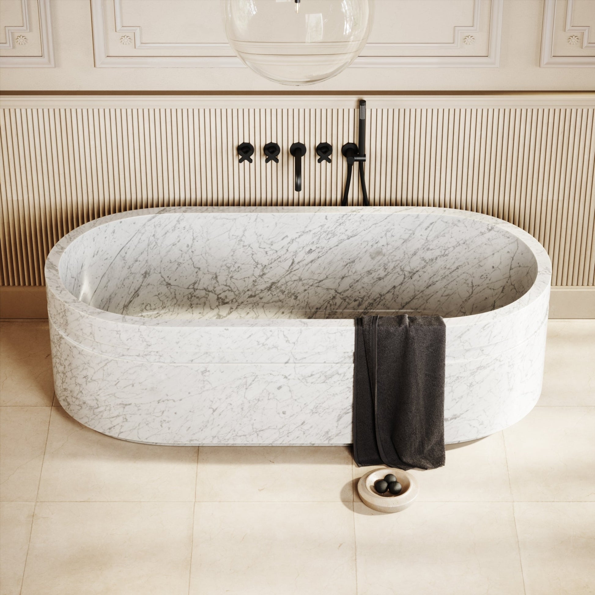 Vaso Carrara Marble Freestanding Bath 1780mm