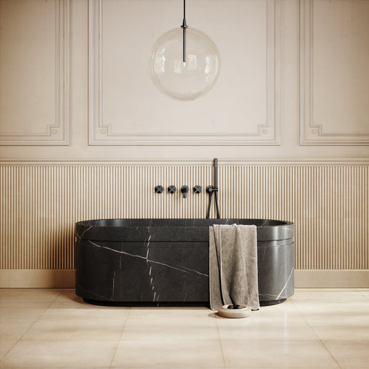 Vaso Pietra Grey Marble Freestanding Bath 1500mm