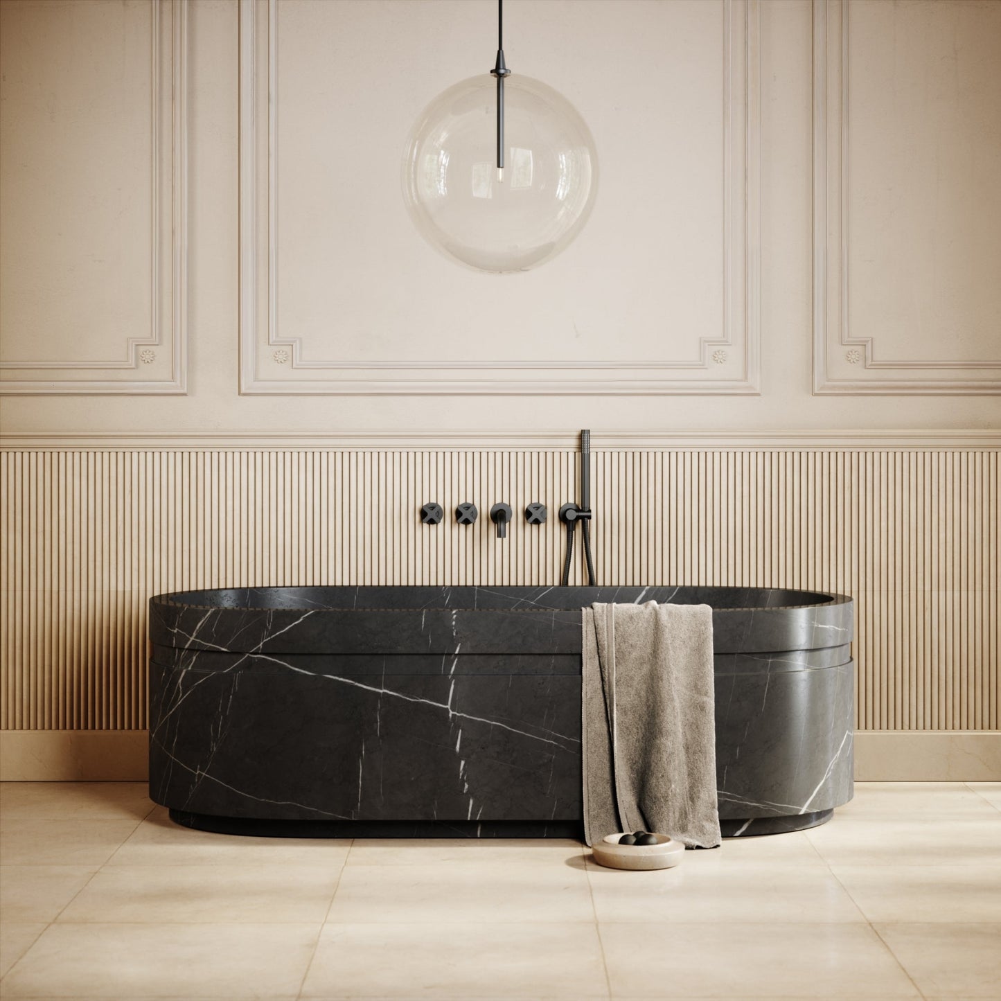 Vaso Pietra Grey Marble Freestanding Bath 1780mm