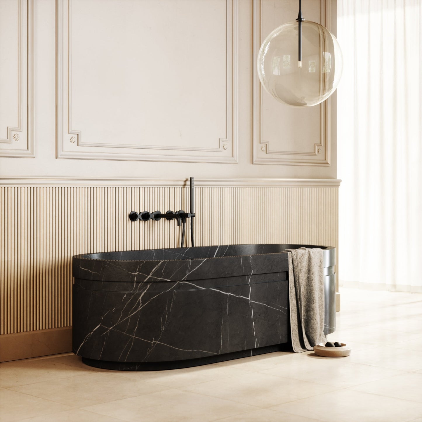 Vaso Pietra Grey Marble Freestanding Bath 1780mm