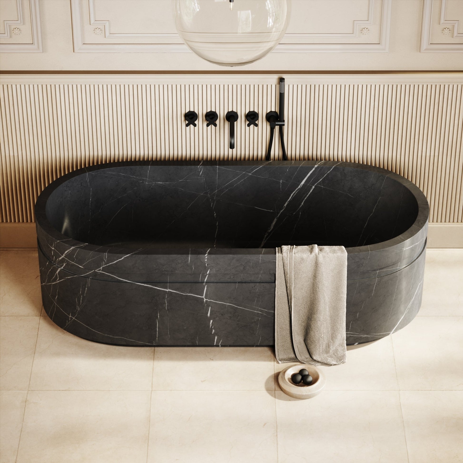 Vaso Pietra Grey Marble Freestanding Bath 1780mm