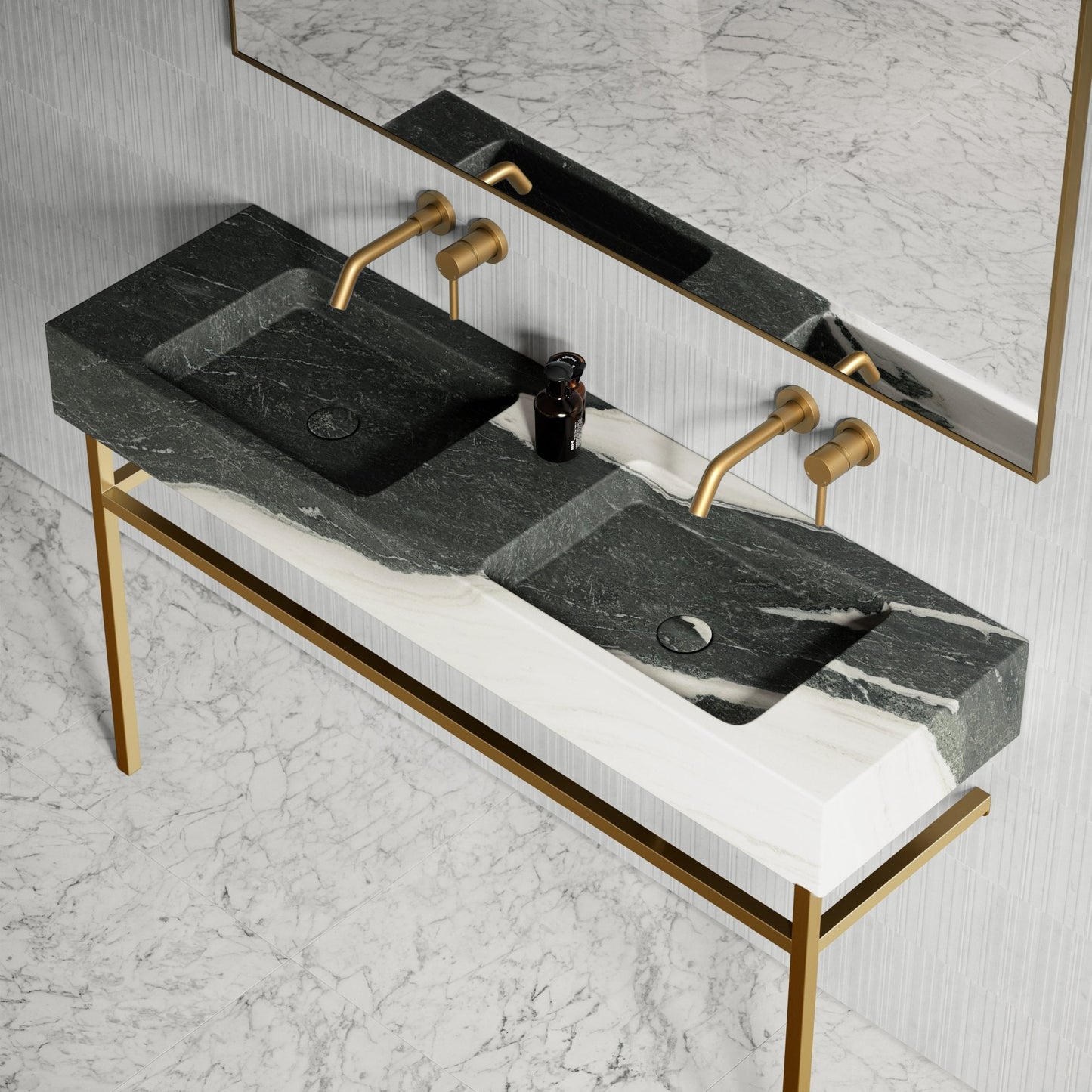 Vernante Panda Marble Vanity Unit 1400mm