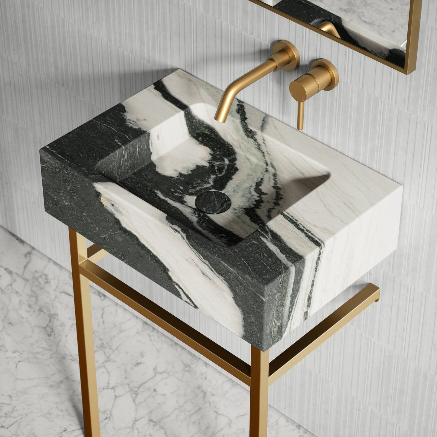 Vernante Panda Marble Vanity Unit 600mm