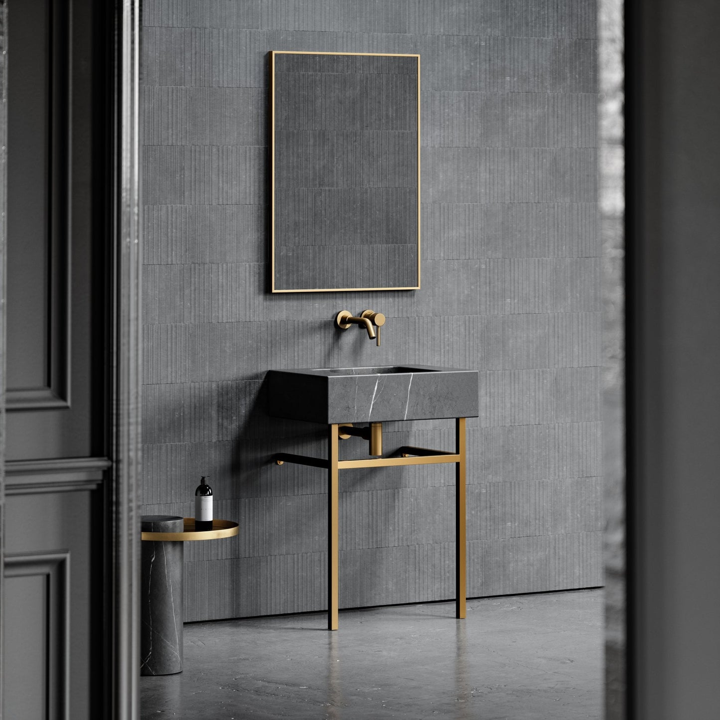 Vernante Pietra Grey Marble Vanity Unit 600mm