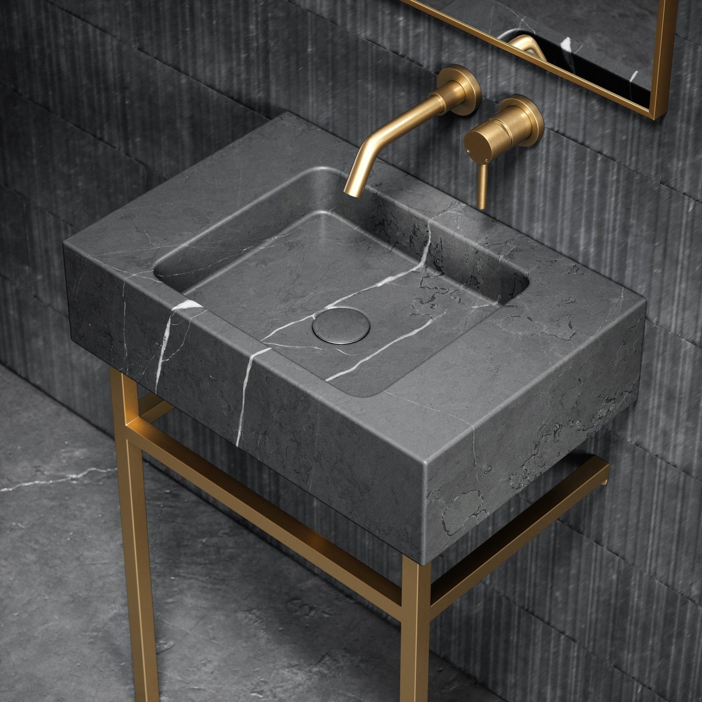 Vernante Pietra Grey Marble Vanity Unit 600mm