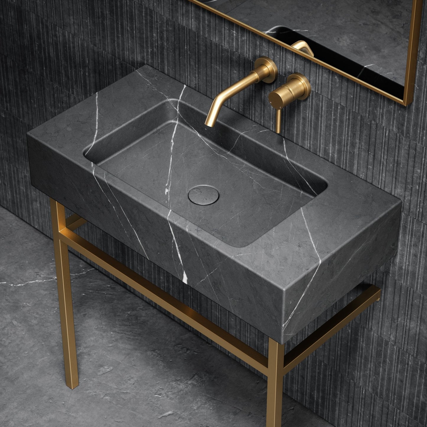 Vernante Pietra Grey Marble Vanity Unit 800mm