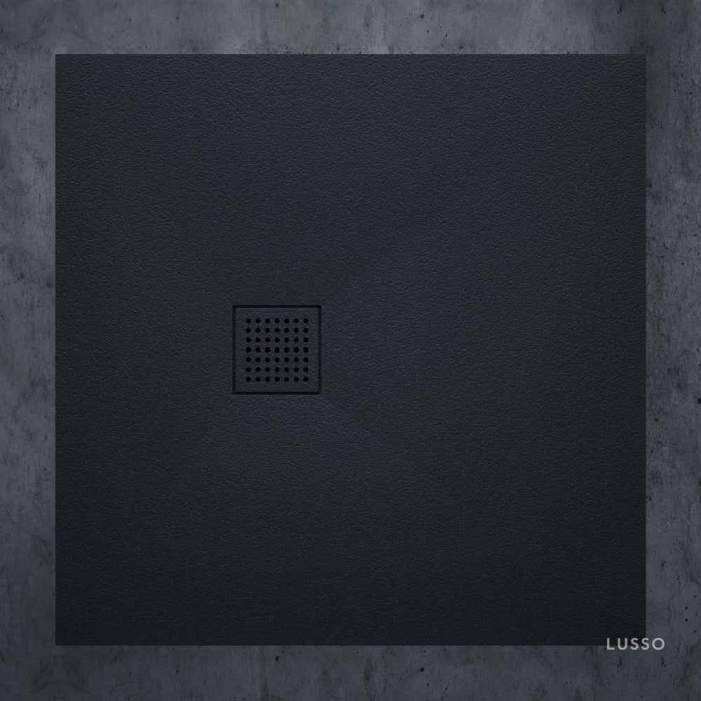 Vigo Stone Shower Tray & Waste Matte Black (ALL SIZES)