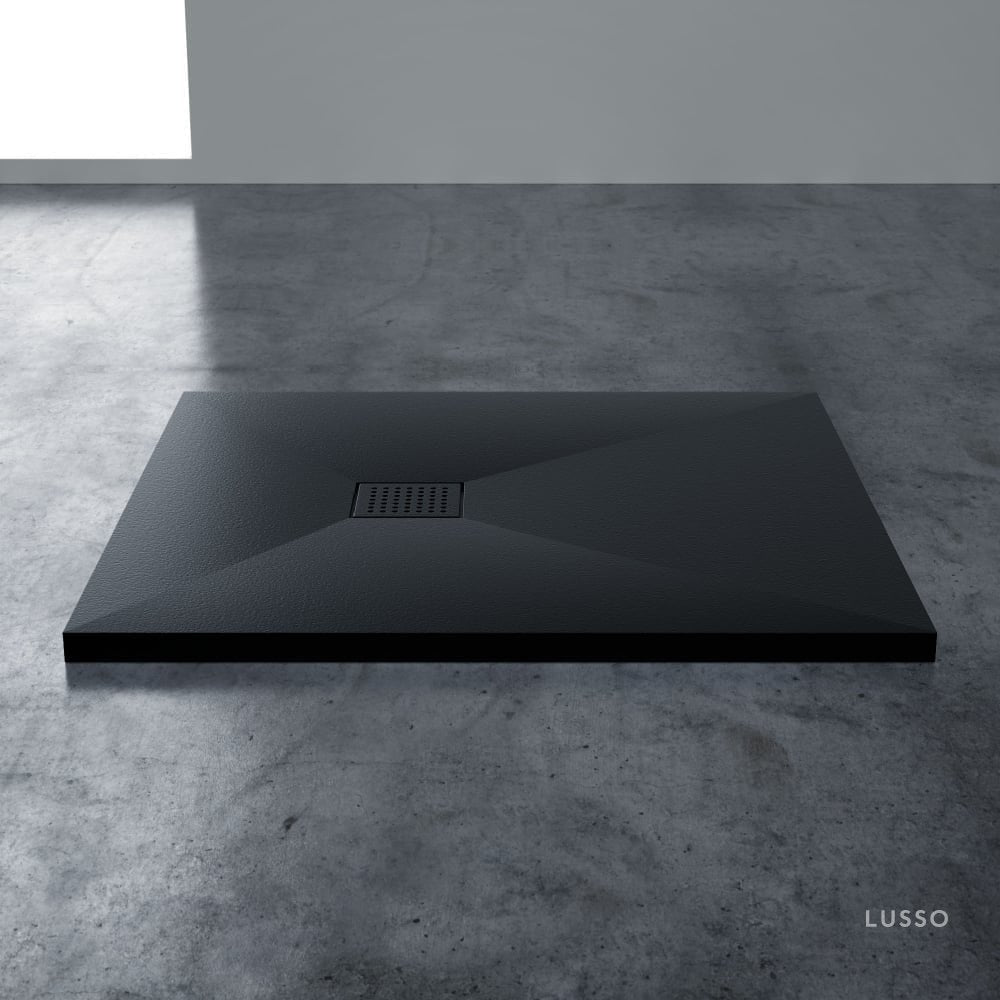 Vigo Stone Shower Tray & Waste Matte Black (ALL SIZES)