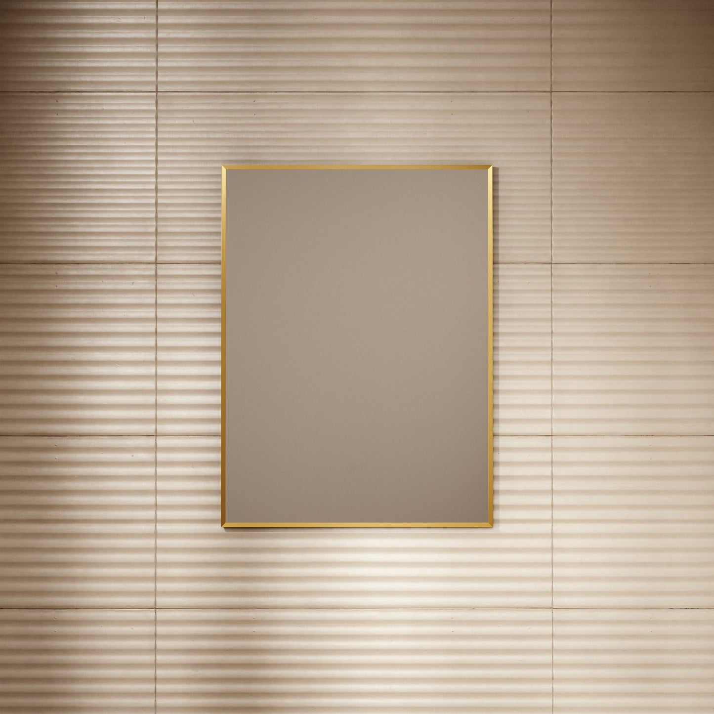 Vision Brushed Gold Mirror With Natural White LED light and Demister 600mm