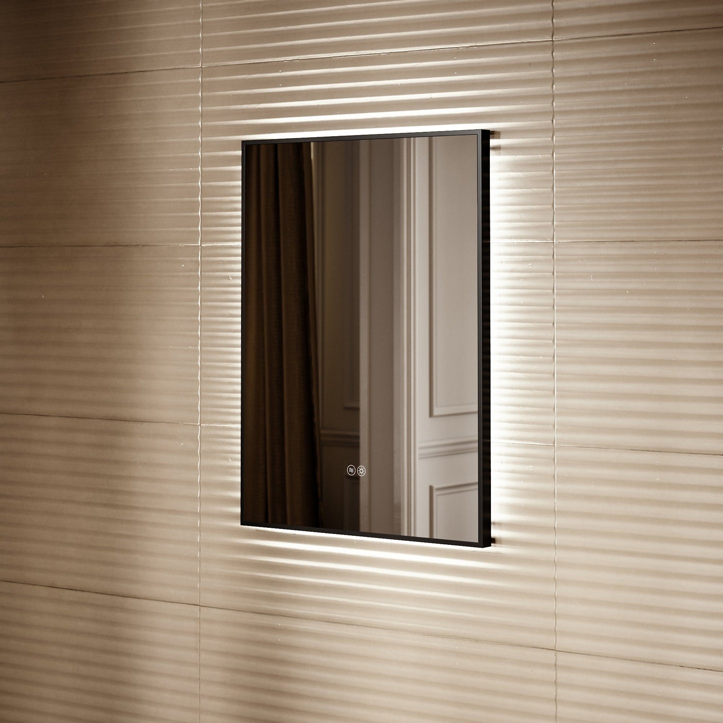 Vision Matte Black Mirror With Natural White LED light and Demister 600mm