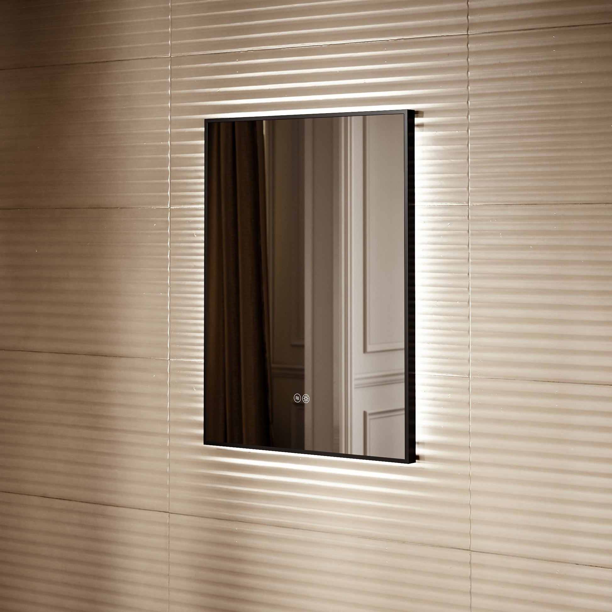 Vision Matte Black Mirror With Natural White LED light and Demister 600mm