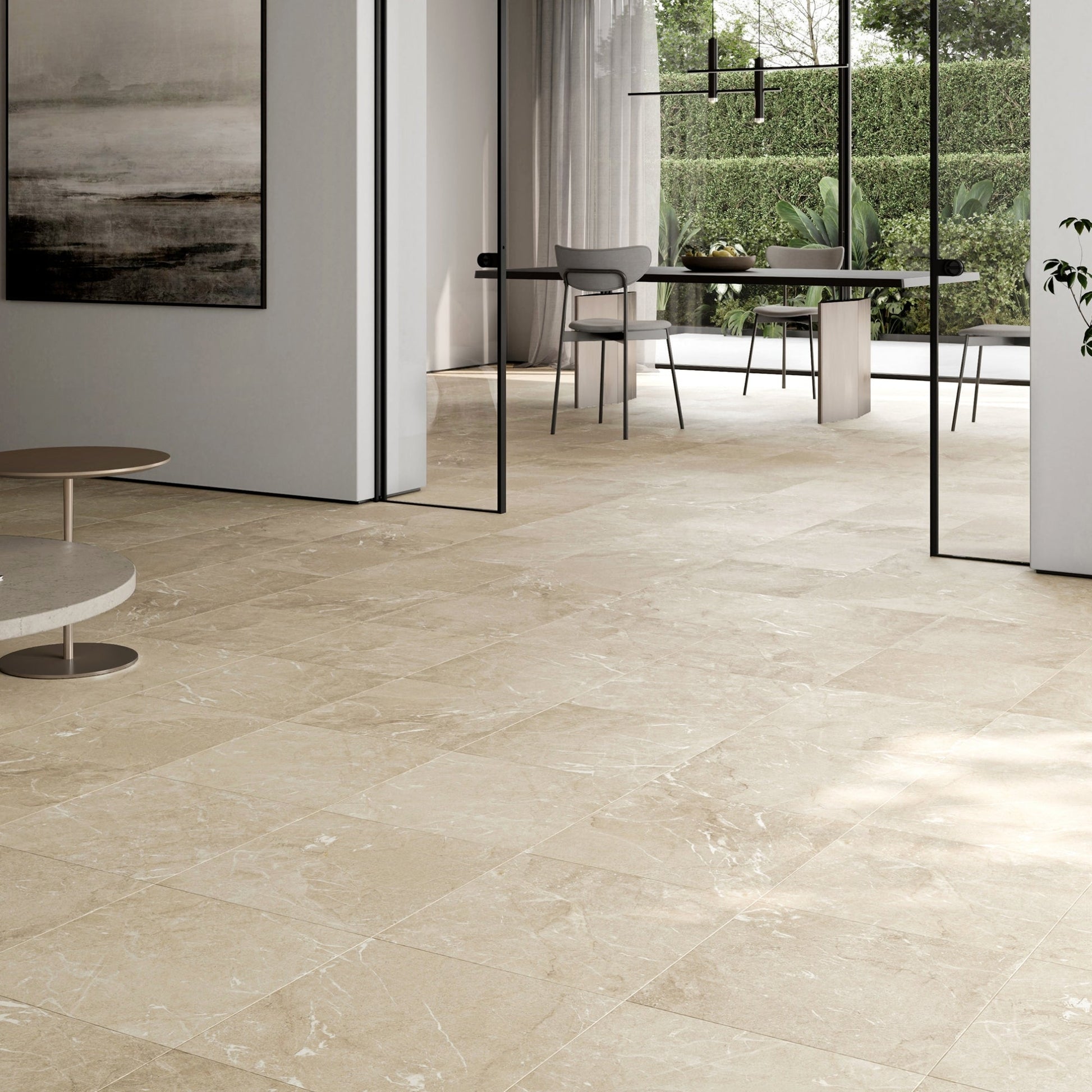 Vittorio Beige Limestone Porcelain Wall or Floor Tile 600 x 600mm
