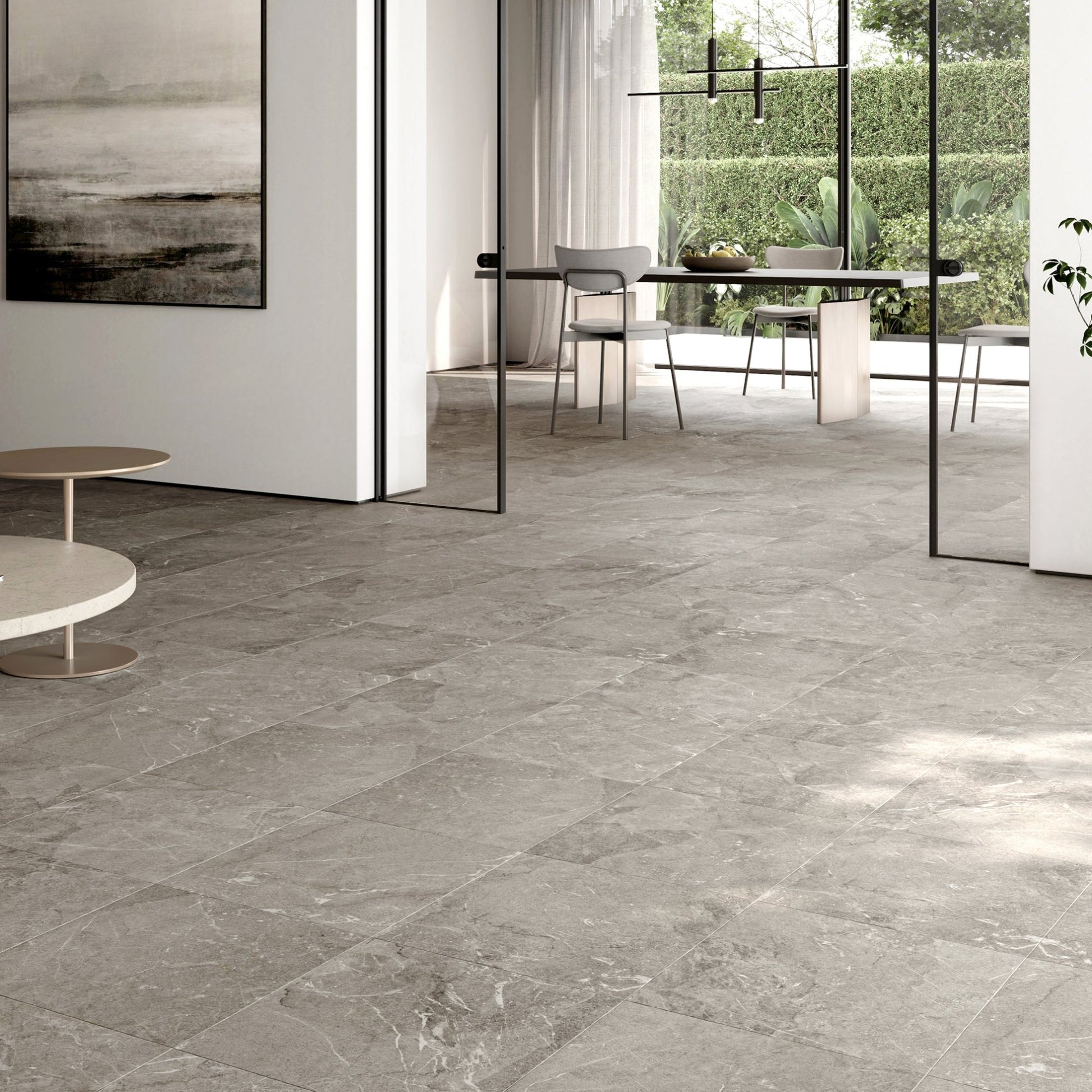 Vittorio Taupe Limestone Porcelain Wall or Floor Tile 600 x 600mm