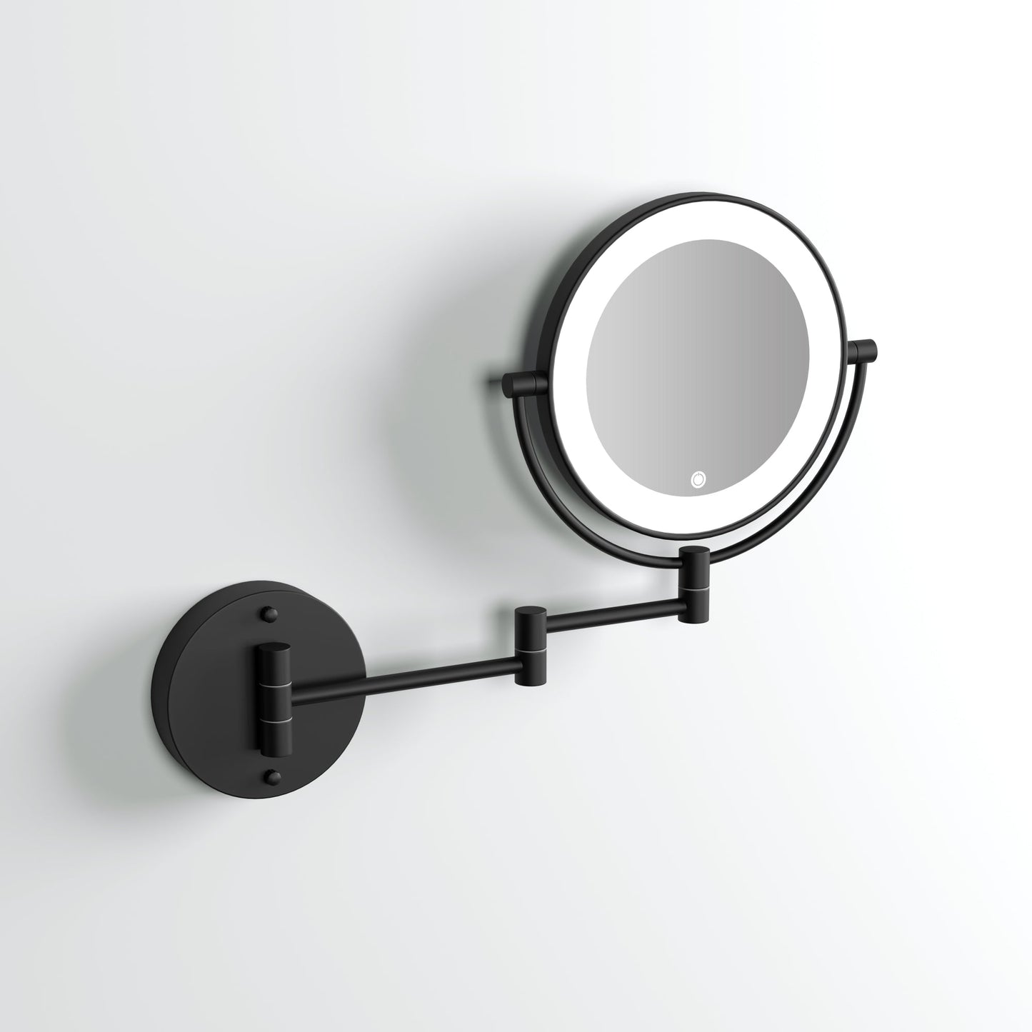 Vogue Matte Black Backlit Wall Mount Cosmetic Mirror Brushed
