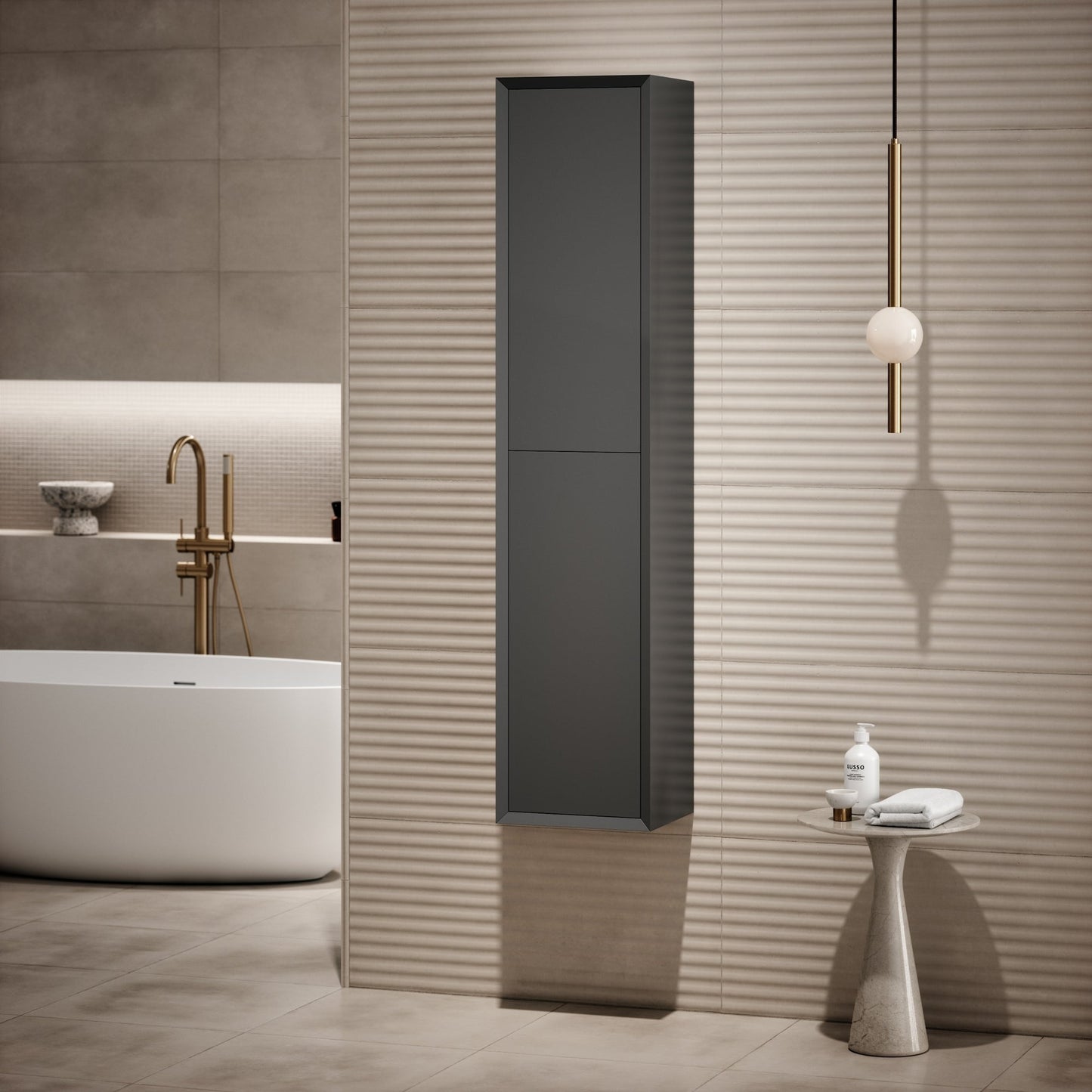Volini Matte Anthracite Bathroom Storage Cabinet 350mm