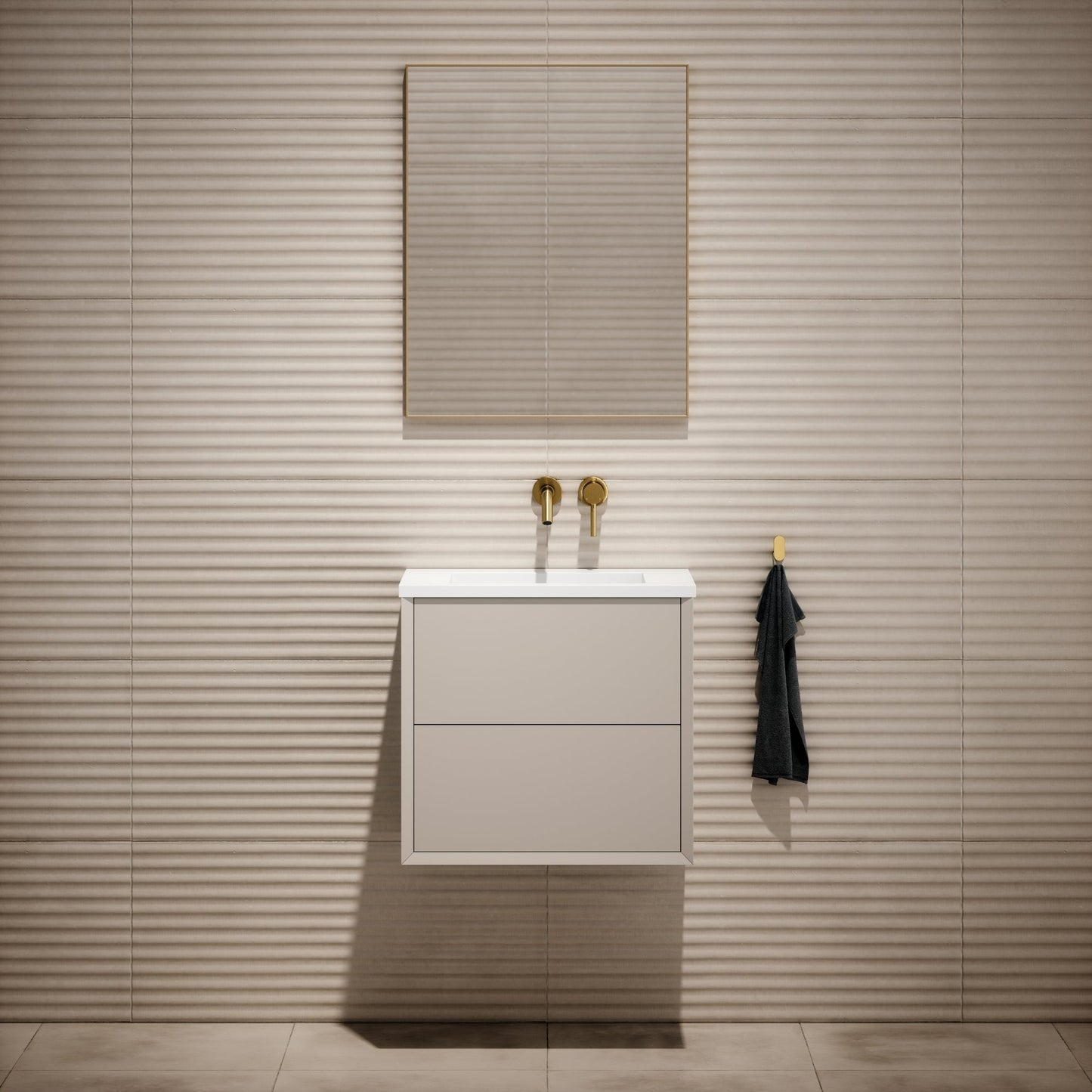 Volini Matte Cappuccino Vanity Unit with Stone Basin 600mm