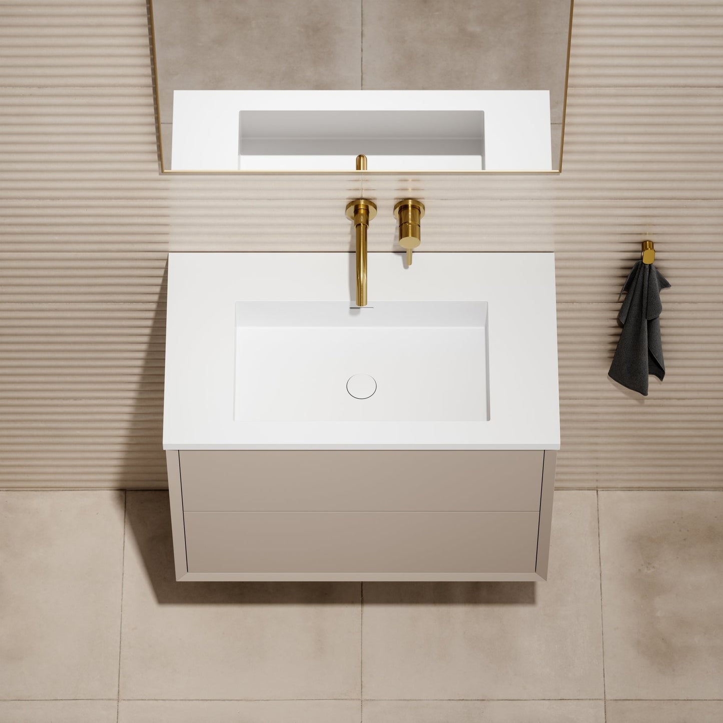 Volini Matte Cappuccino Vanity Unit with Stone Basin 800mm