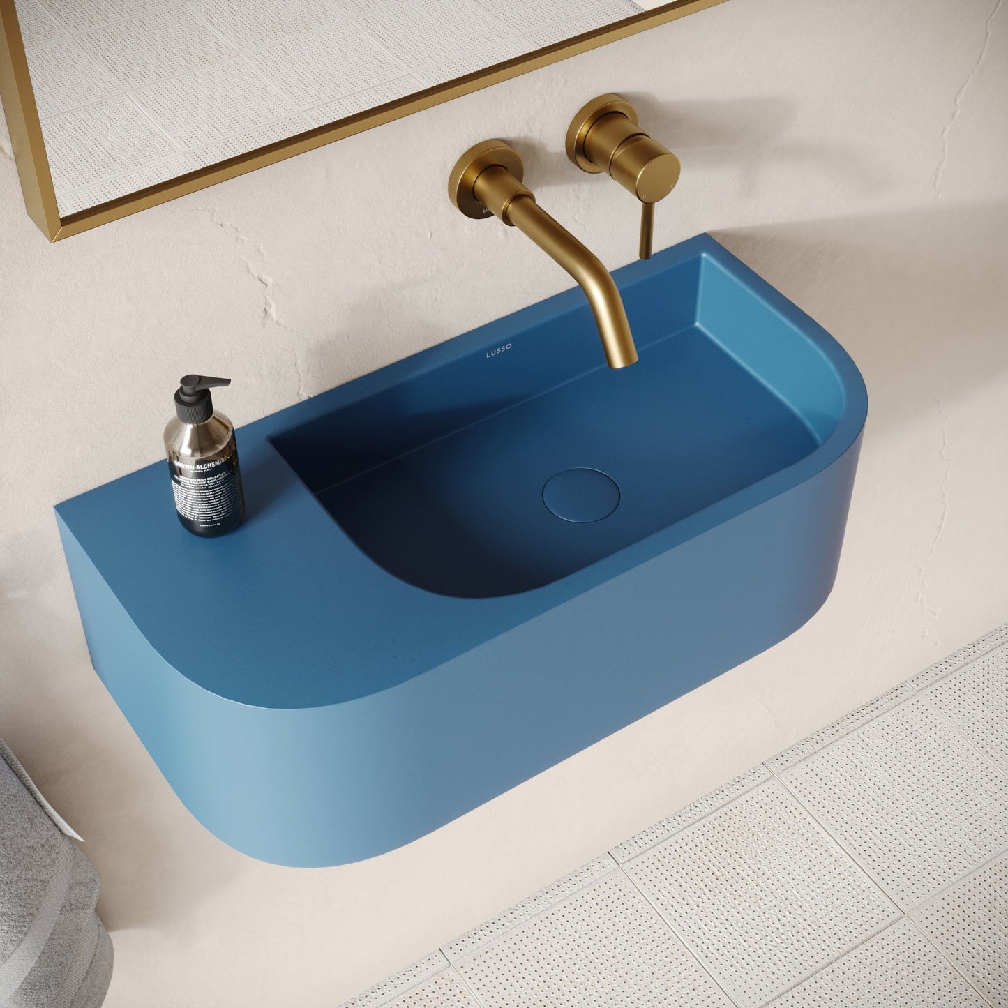 Voluto Azure Concrete Wall Hung Basin 650mm