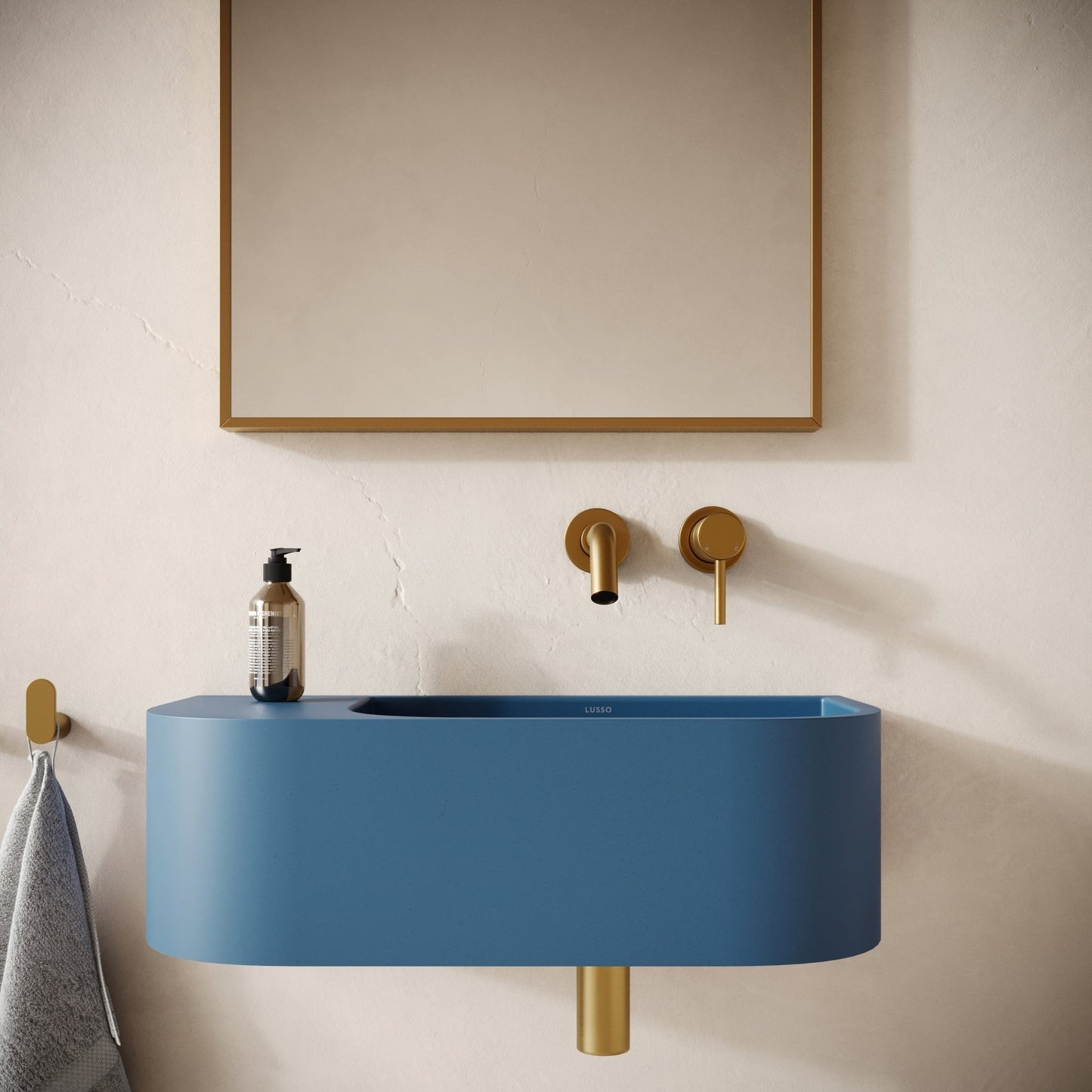 Voluto Azure Concrete Wall Hung Basin 650mm