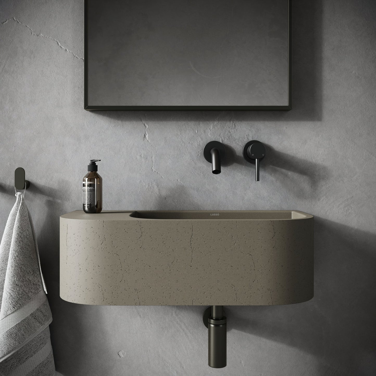 Voluto Concrete Wall Hung Basin 658mm