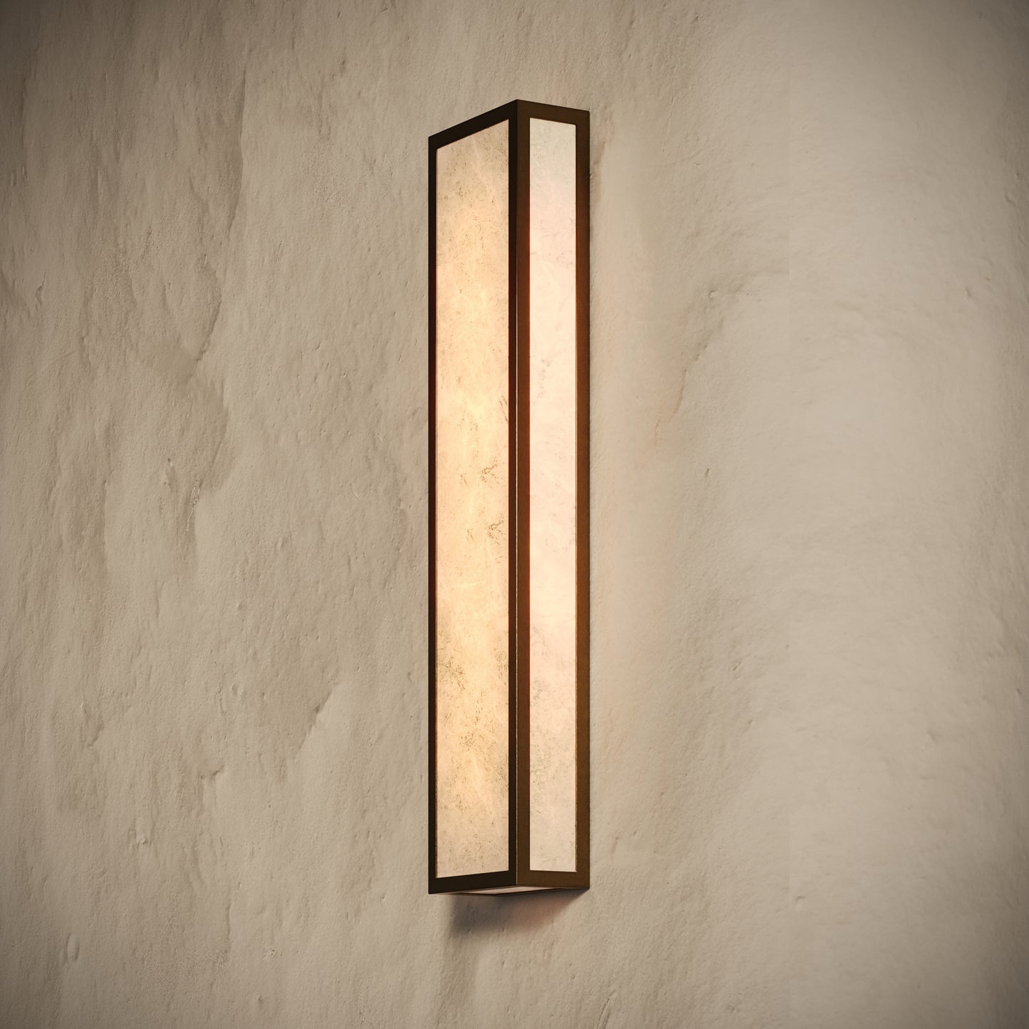 Luceva Alabaster IP44 LED Wall Sconce Light Burnished Brass 450mm