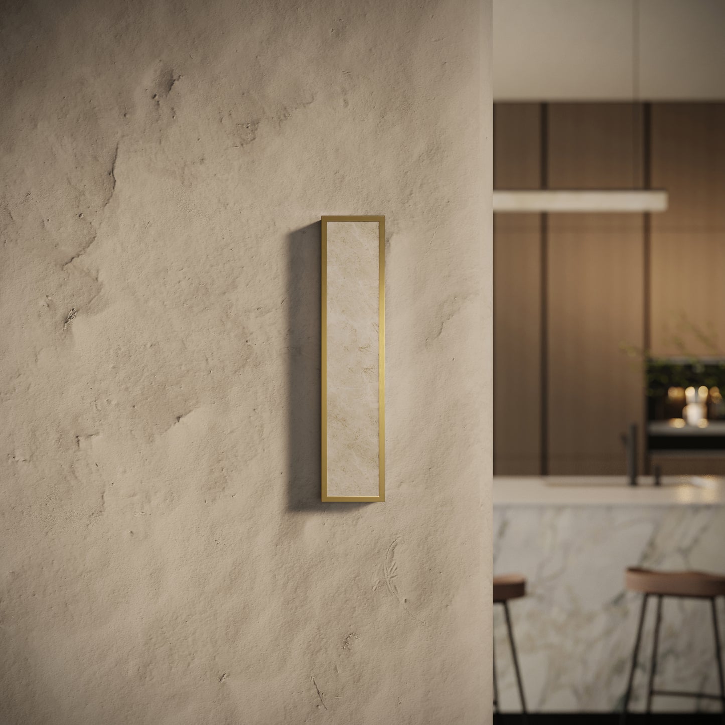 Luceva Alabaster IP44 LED Wall Sconce Light Brushed Gold 450mm