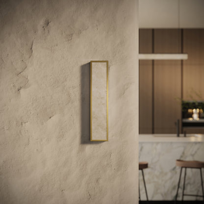Luceva Alabaster IP44 LED Wall Sconce Light Brushed Gold 450mm