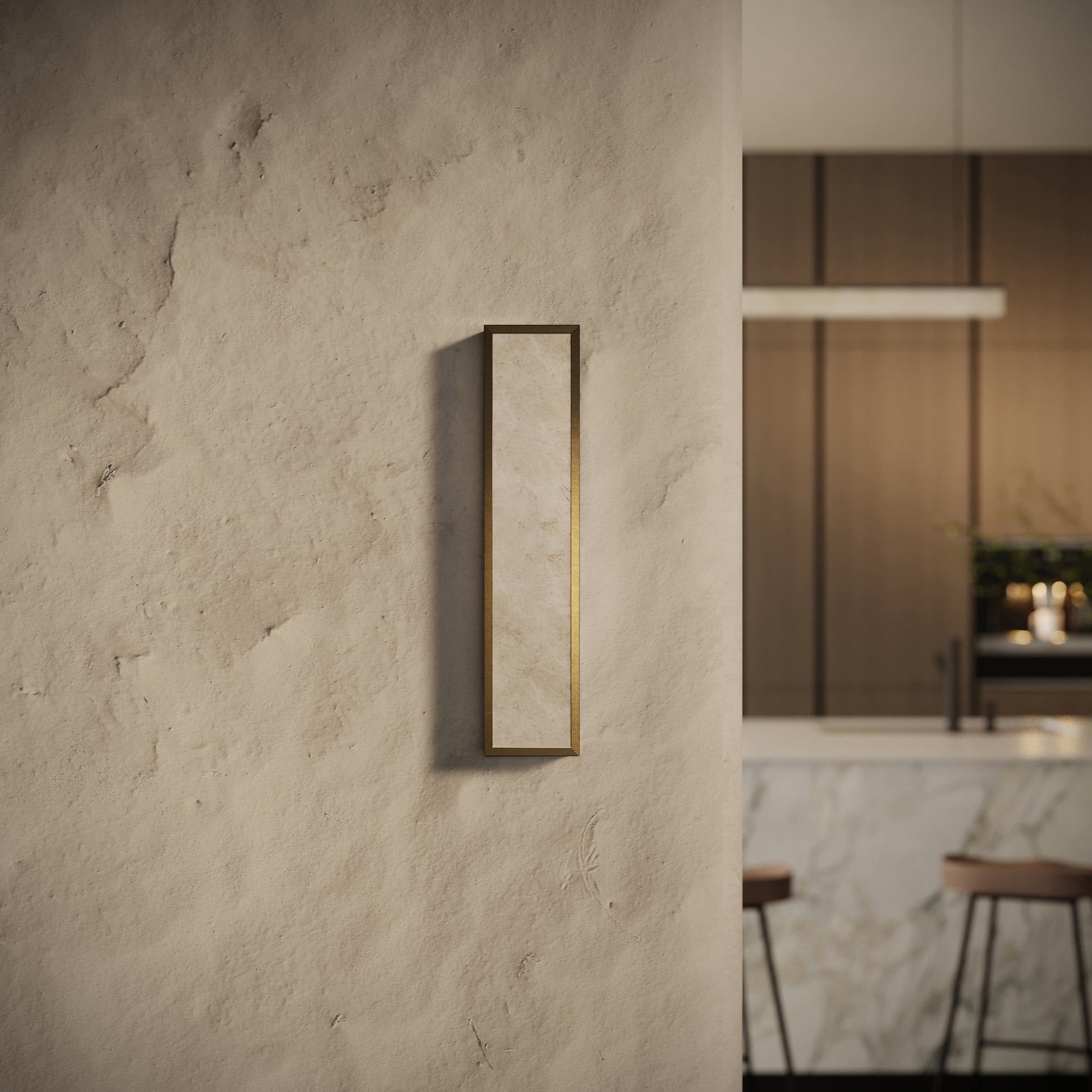 Luceva Alabaster LED Wall Sconce Light Burnished Brass 450mm