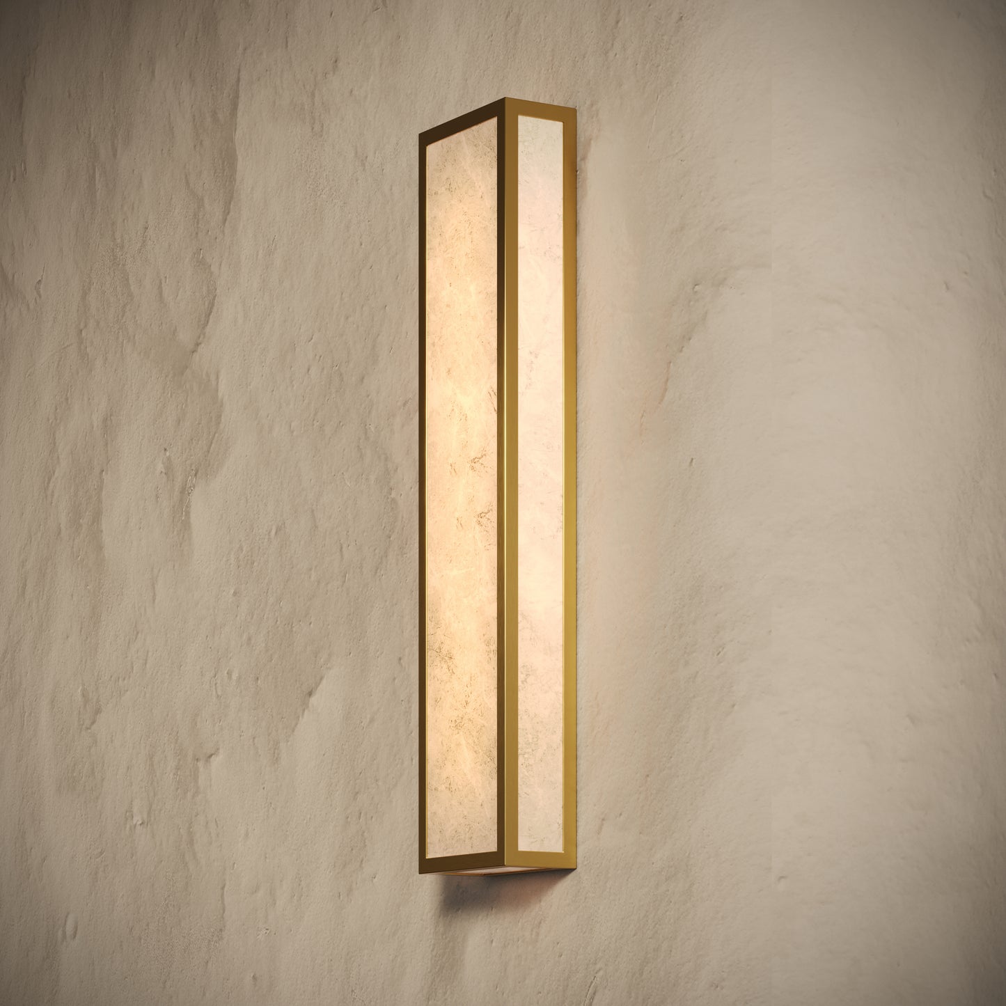 Luceva Alabaster IP44 LED Wall Sconce Light Brushed Gold 450mm
