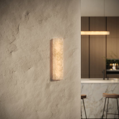 Lumera Alabaster IP44 LED Fluted Wall Sconce Light 400mm
