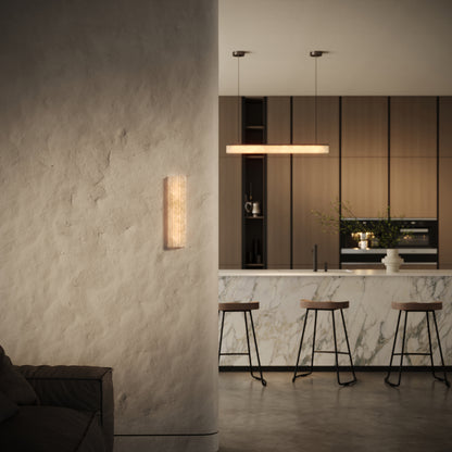 Lumera Alabaster IP44 LED Fluted Wall Sconce Light 400mm