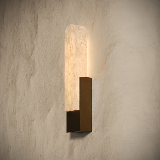 Lustro Alabaster LED Wall Sconce Light Burnished Brass 400mm