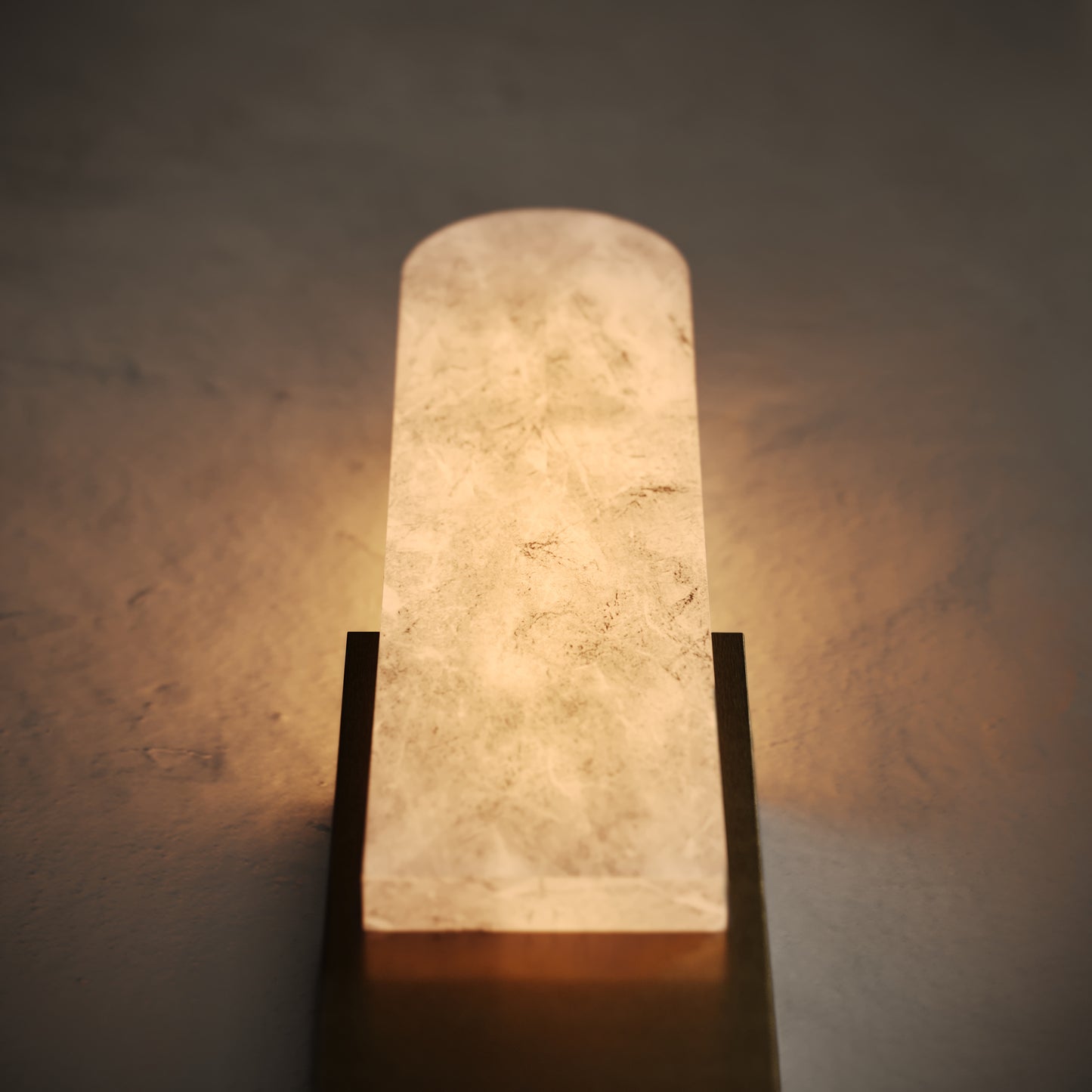 Lustro Alabaster IP44 LED Wall Sconce Light Burnished Brass 400mm