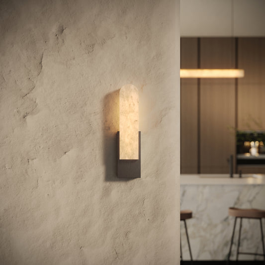 Lustro Alabaster LED Wall Sconce Light Deep Bronze 400mm
