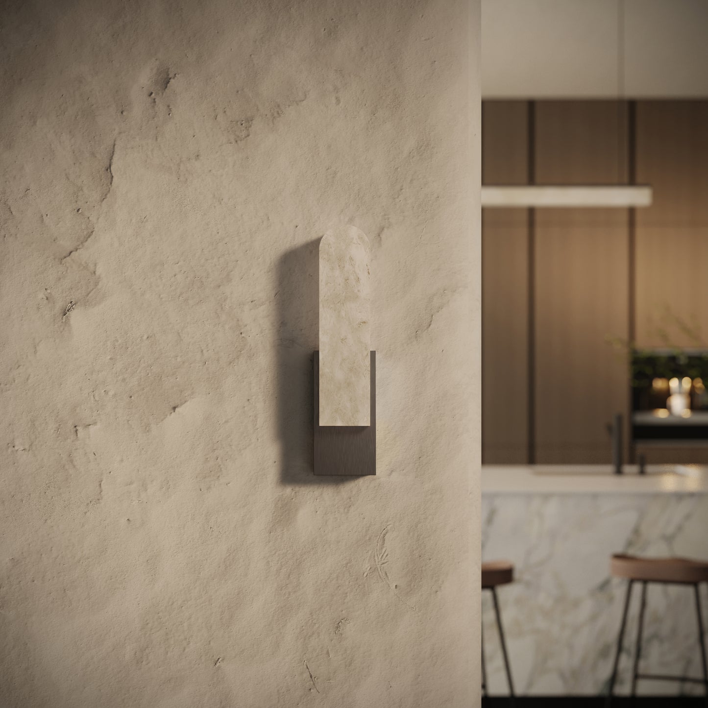 Lustro Alabaster LED Wall Sconce Light Deep Bronze 400mm