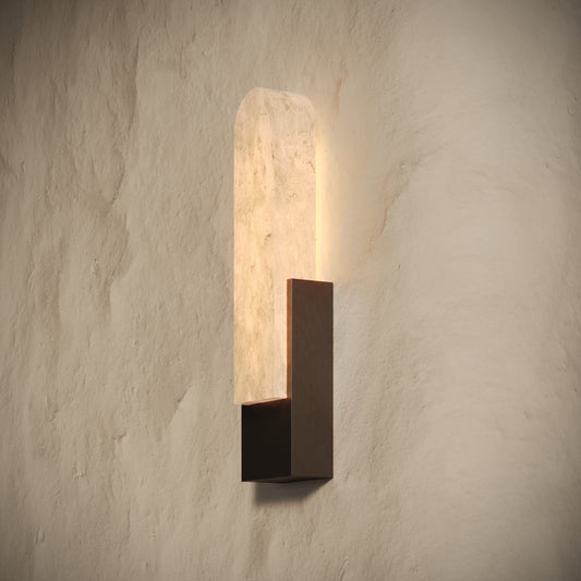 Lustro Alabaster LED Wall Sconce Light Deep Bronze 400mm