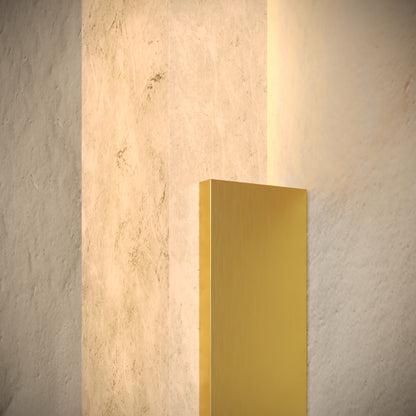 Lustro Alabaster IP44 LED Wall Sconce Light Brushed Gold 400mm