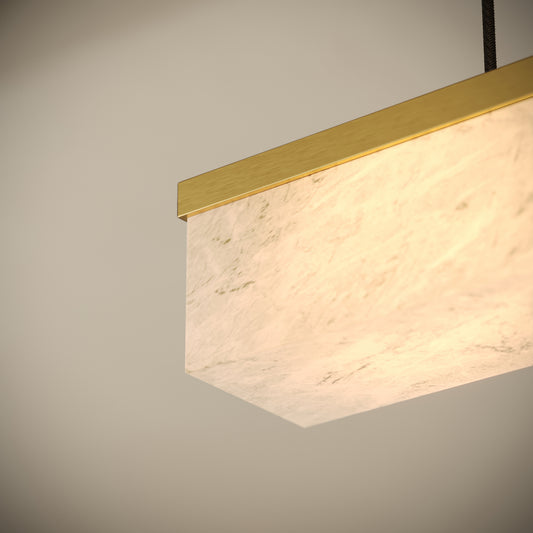 Lucente Alabaster LED Pendant Light Brushed Gold 1000mm