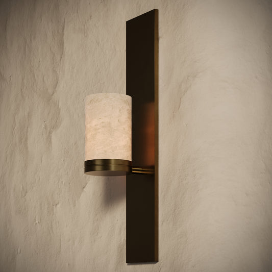 Perluna Alabaster LED Wall Sconce Light Burnished Brass 550mm