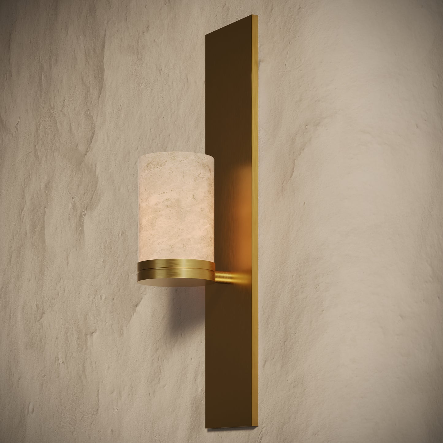 Perluna Alabaster IP44 LED Wall Sconce Light Brushed Gold 550mm